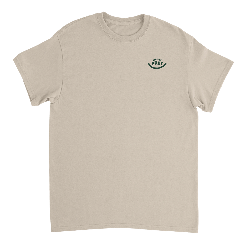 Unisex Heavy Cotton T-Shirt “Green Bananas” by Forever Früt (White / Sand)